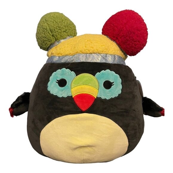 NWT SQUISHMALLOWS Squish-Doos 14" Plush BALNI TOUCAN With Poms Hat - Picture 3 of 5